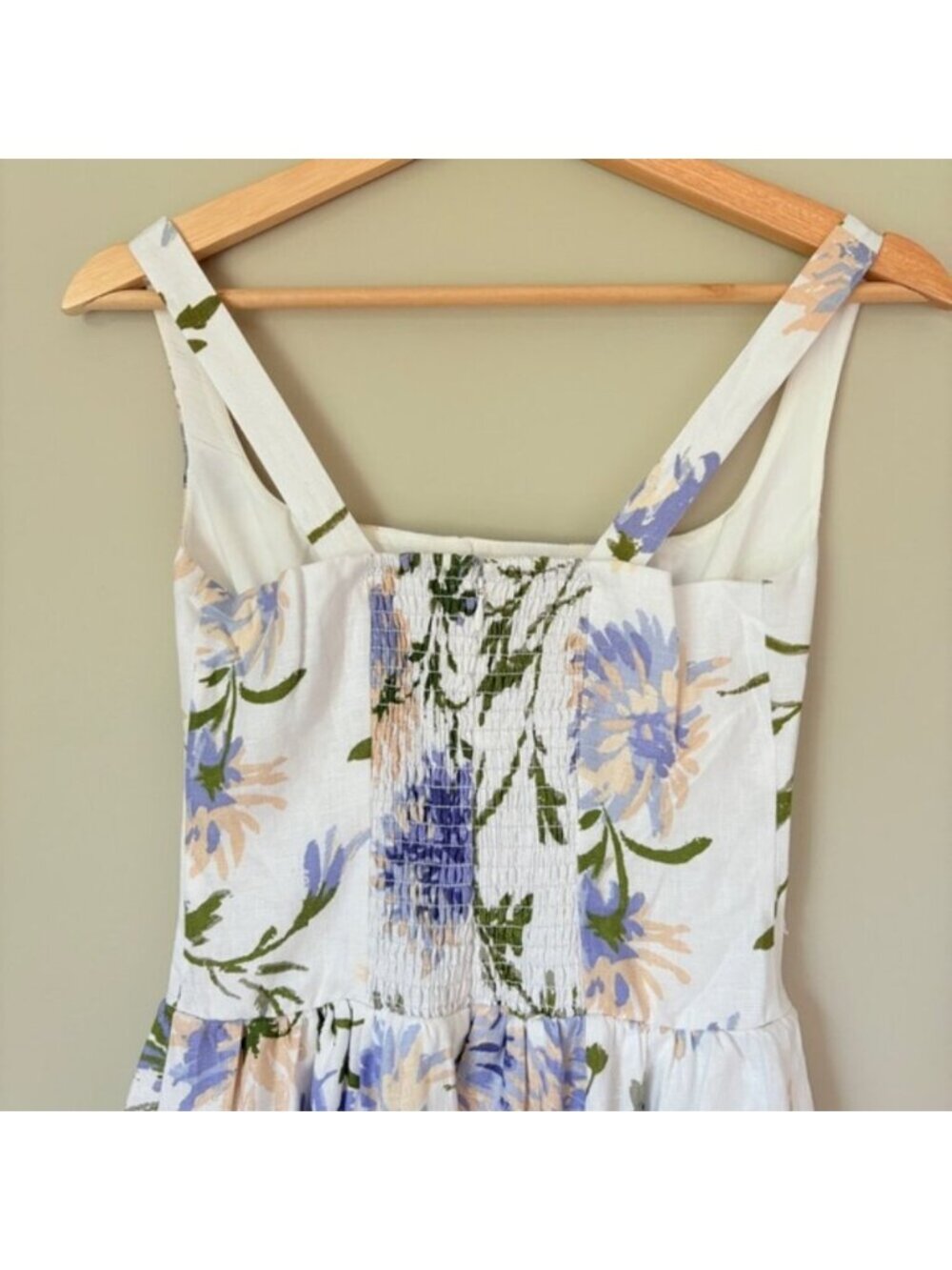 NEW Reformation Janu Midi Linen Dress Serenity White Blue Floral | US 6 / UK 10 - Picture 12 of 14